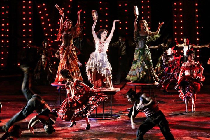 Jane Ede as Frasquita, Sian Pendry as Carmen, Margaret Trubiano as Mercédès and Dancers. Photo by Prudence Upton.